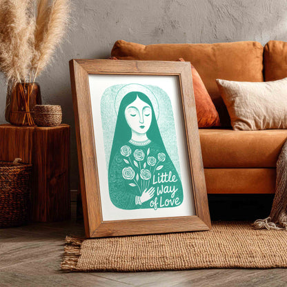 St Therese of Lisieux Art Print - Teal interior mockup 11 - p_6_ter_0001_Layer 2
