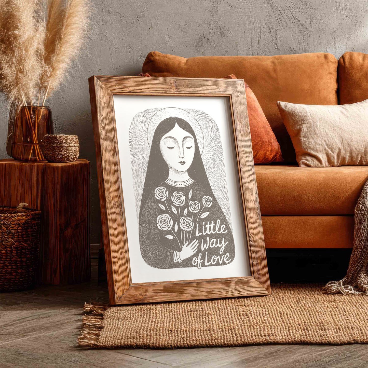 St Therese of Lisieux Art Print - Brown interior mockup 10 - p_6_ter_0002_Layer 1