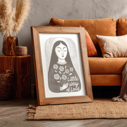 St Therese of Lisieux Art Print - Brown interior mockup 10 - p_6_ter_0002_Layer 1