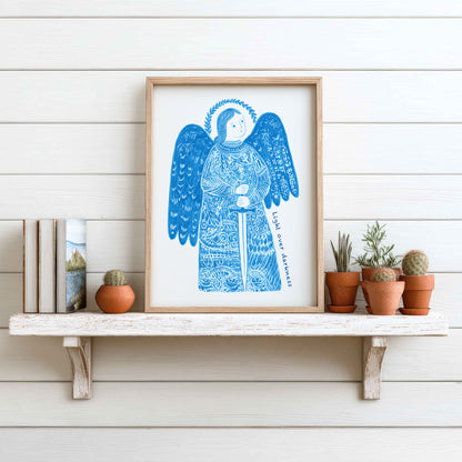 St Michael the Archangel Art Print - Deep Blue interior mockup 11 - p_7_am_0001_Layer 4