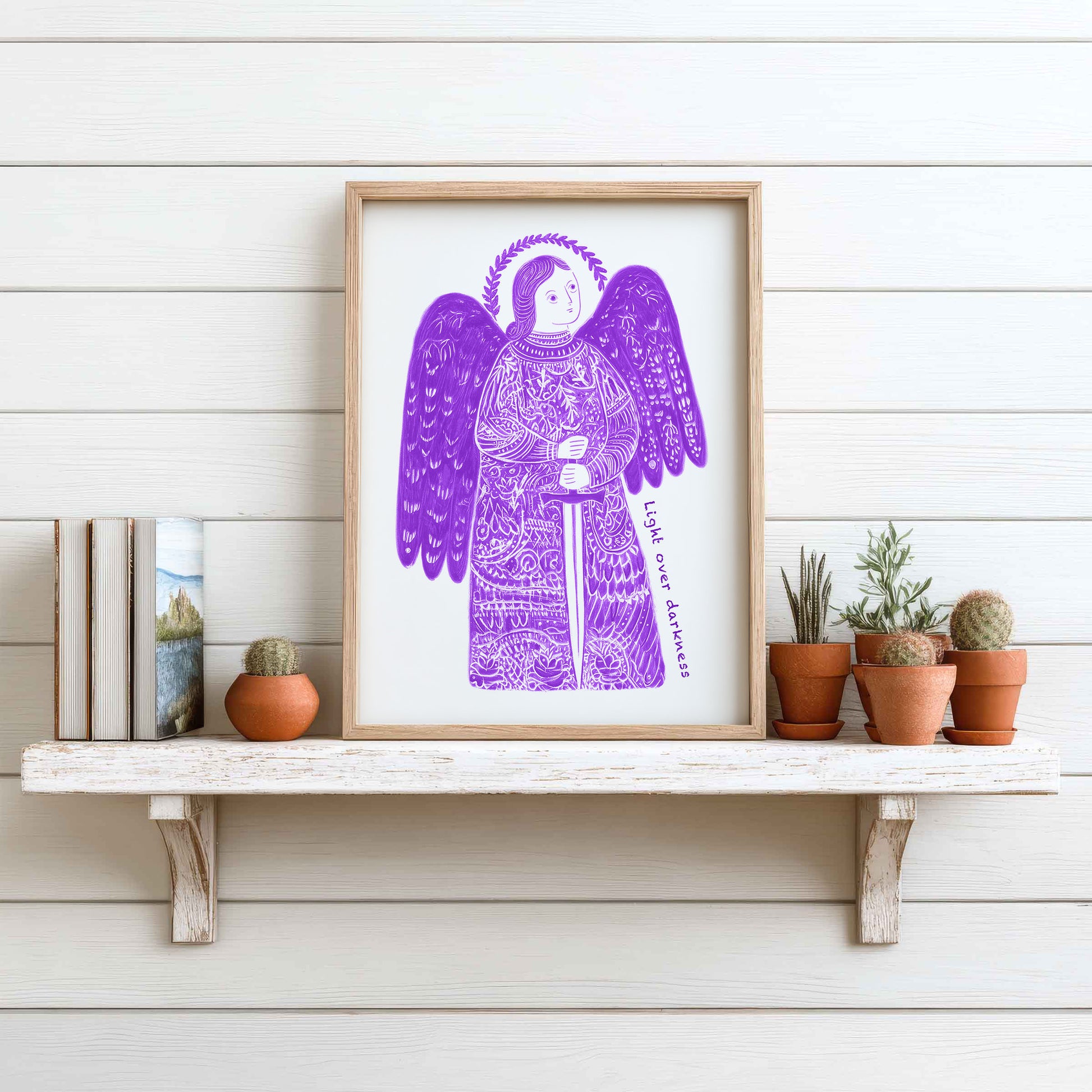 St Michael the Archangel Art Print - Purple interior mockup 11 - p_7_am_0002_Layer 3