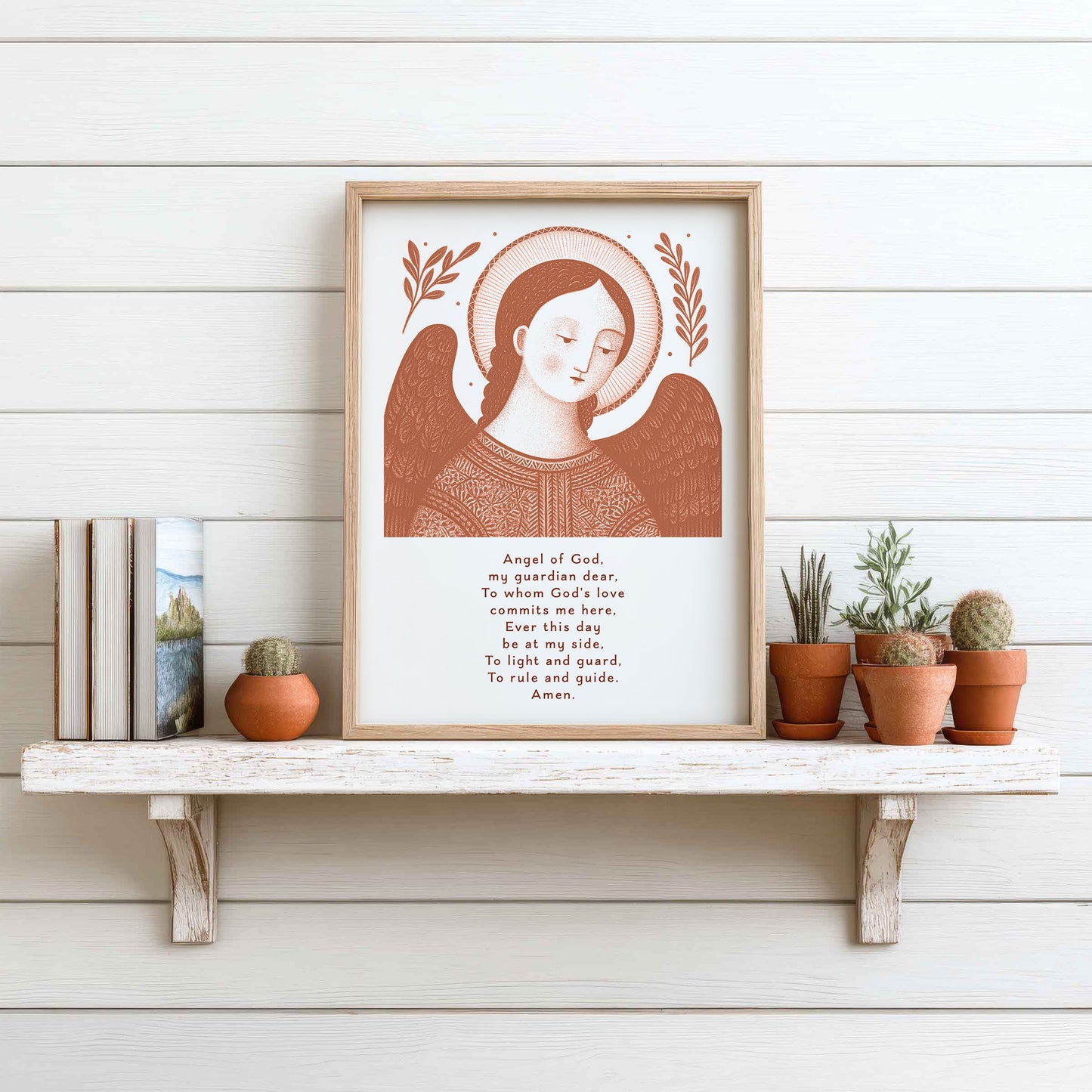 Guardian Angel for Boys Art Print - Terracotta interior mockup 09 - p_7_boy_0004_Layer 1