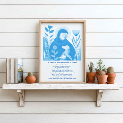 St Francis with Dog Art Print - Deep Blue interior mockup 14 - p_7_franc_dog_0001_Layer 4