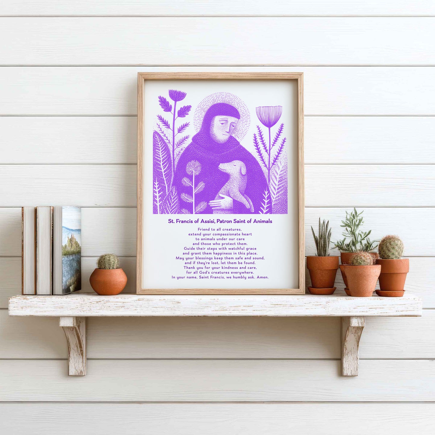 St Francis with Dog Art Print - Purple interior mockup 14 - p_7_franc_dog_0002_Layer 3