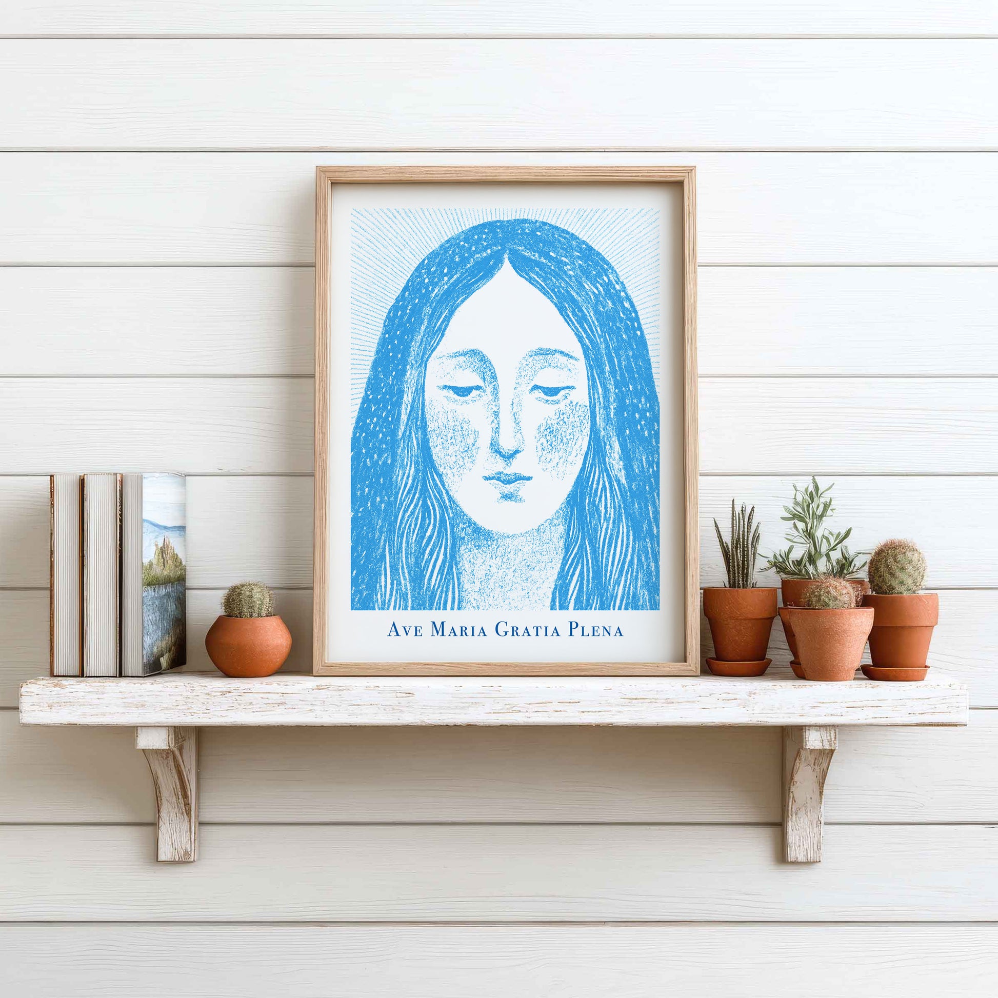 Virgin Mary Art Print - Deep Blue interior mockup 11 - p_7_maria_0001_Layer 4