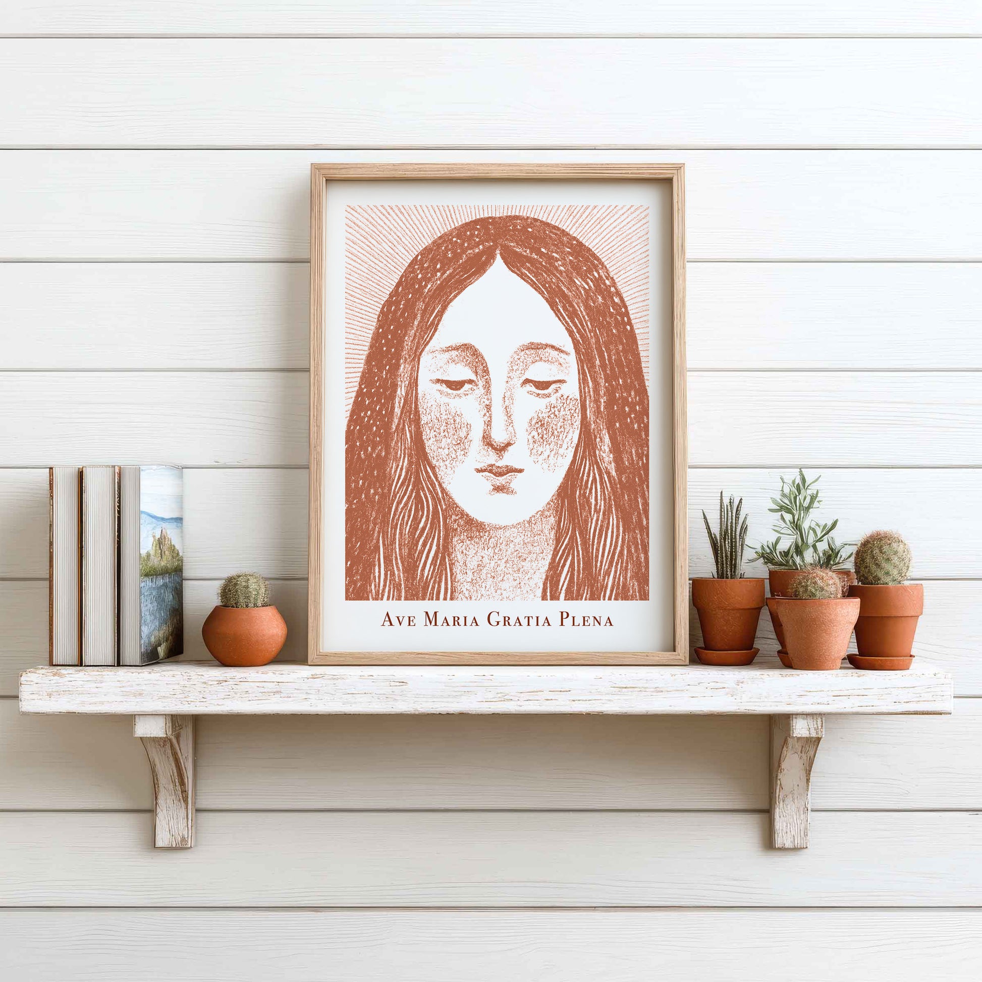 Virgin Mary Art Print - Terracotta interior mockup 09 - p_7_maria_0004_Layer 1