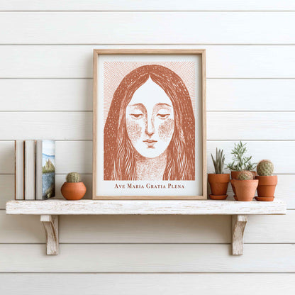 Virgin Mary Art Print - Terracotta interior mockup 09 - p_7_maria_0004_Layer 1
