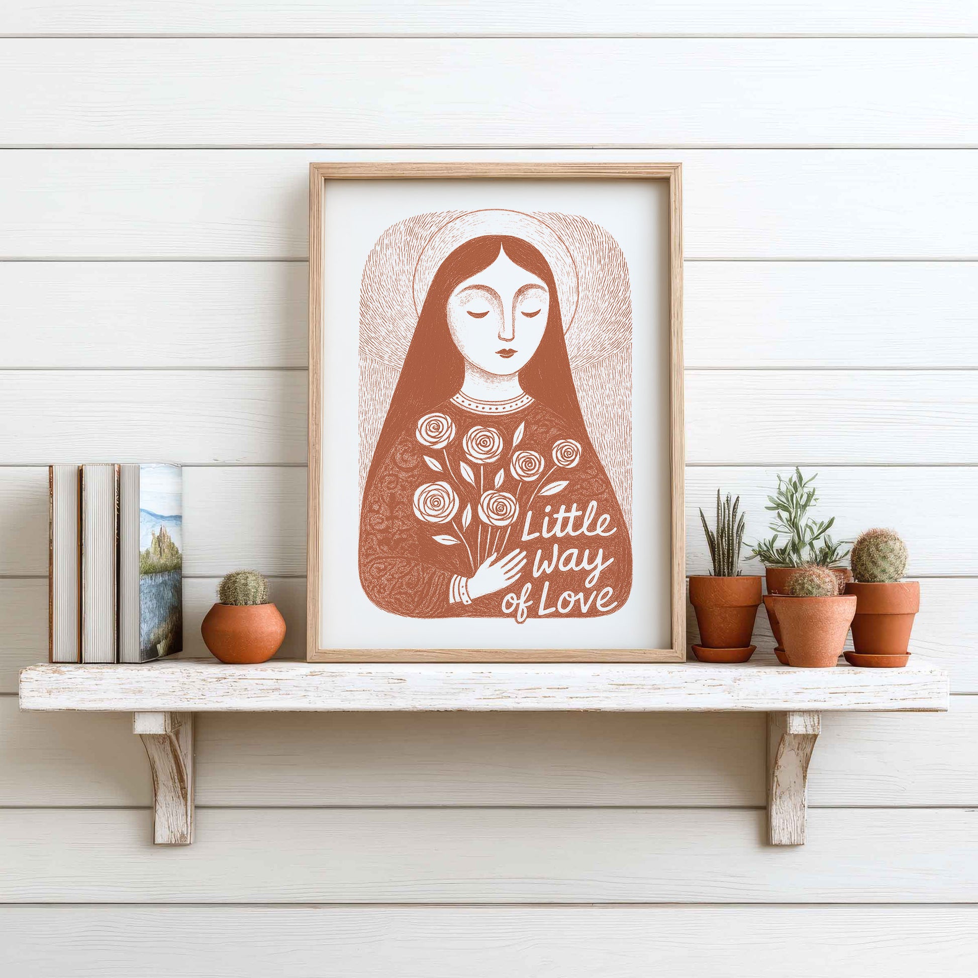 St Therese of Lisieux Art Print - Terracotta interior mockup 09 - p_7_ter_0000_Layer 5