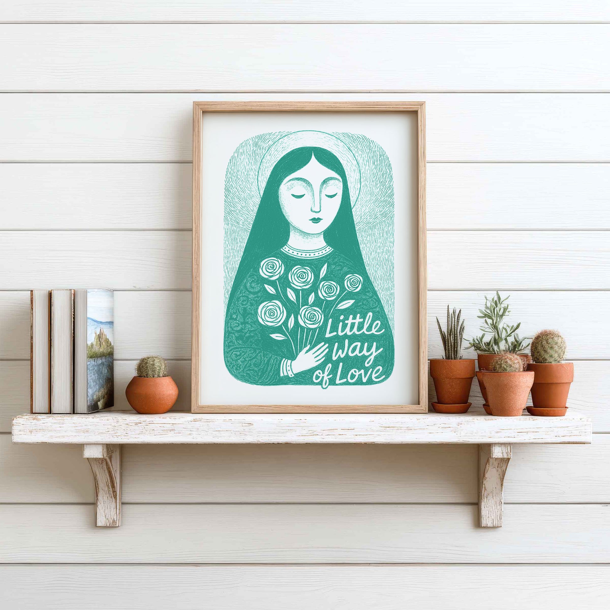 St Therese of Lisieux Art Print - Teal interior mockup 12 - p_7_ter_0001_Layer 4