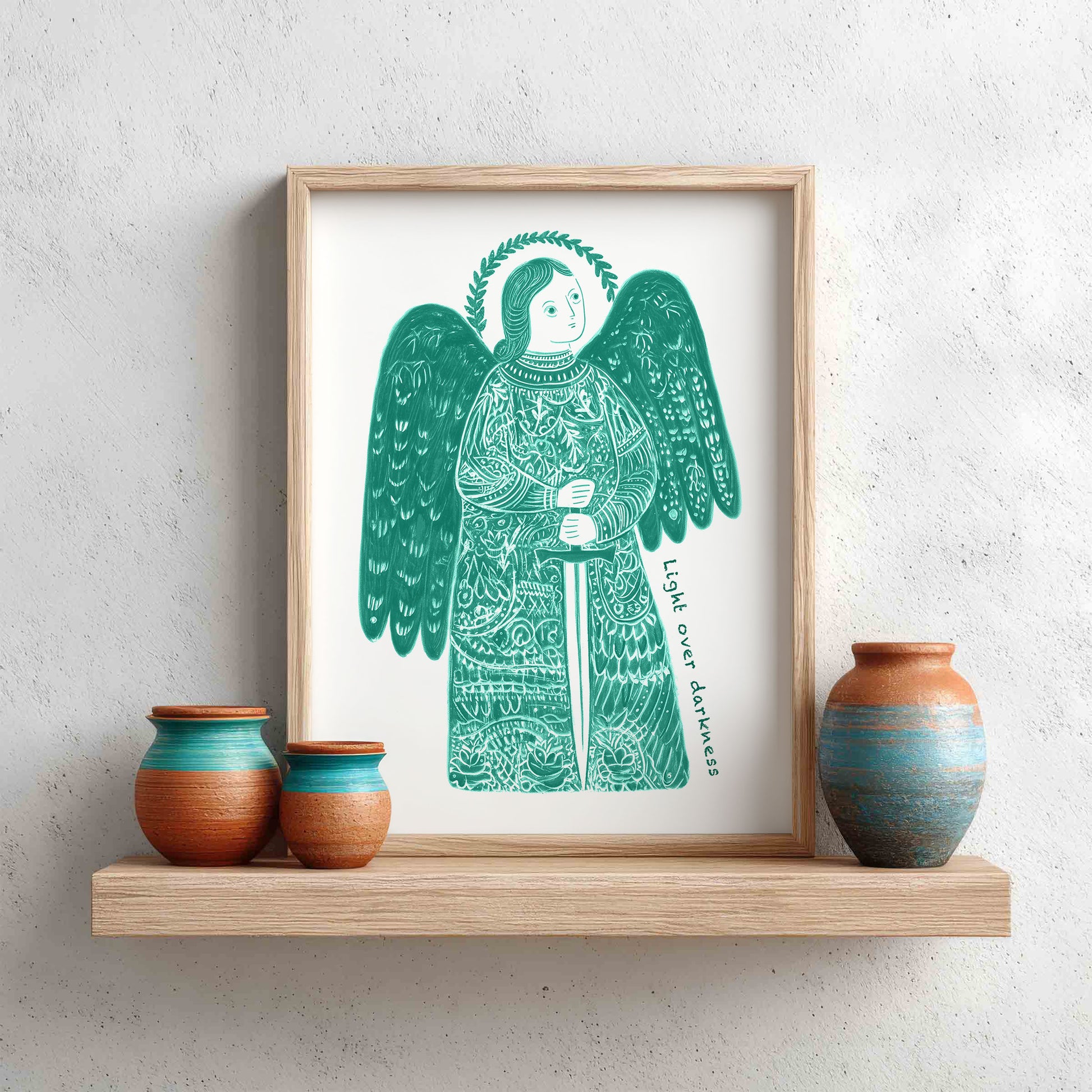 St Michael the Archangel Art Print - Teal interior mockup 13 - p_8_am_0000_Layer 4