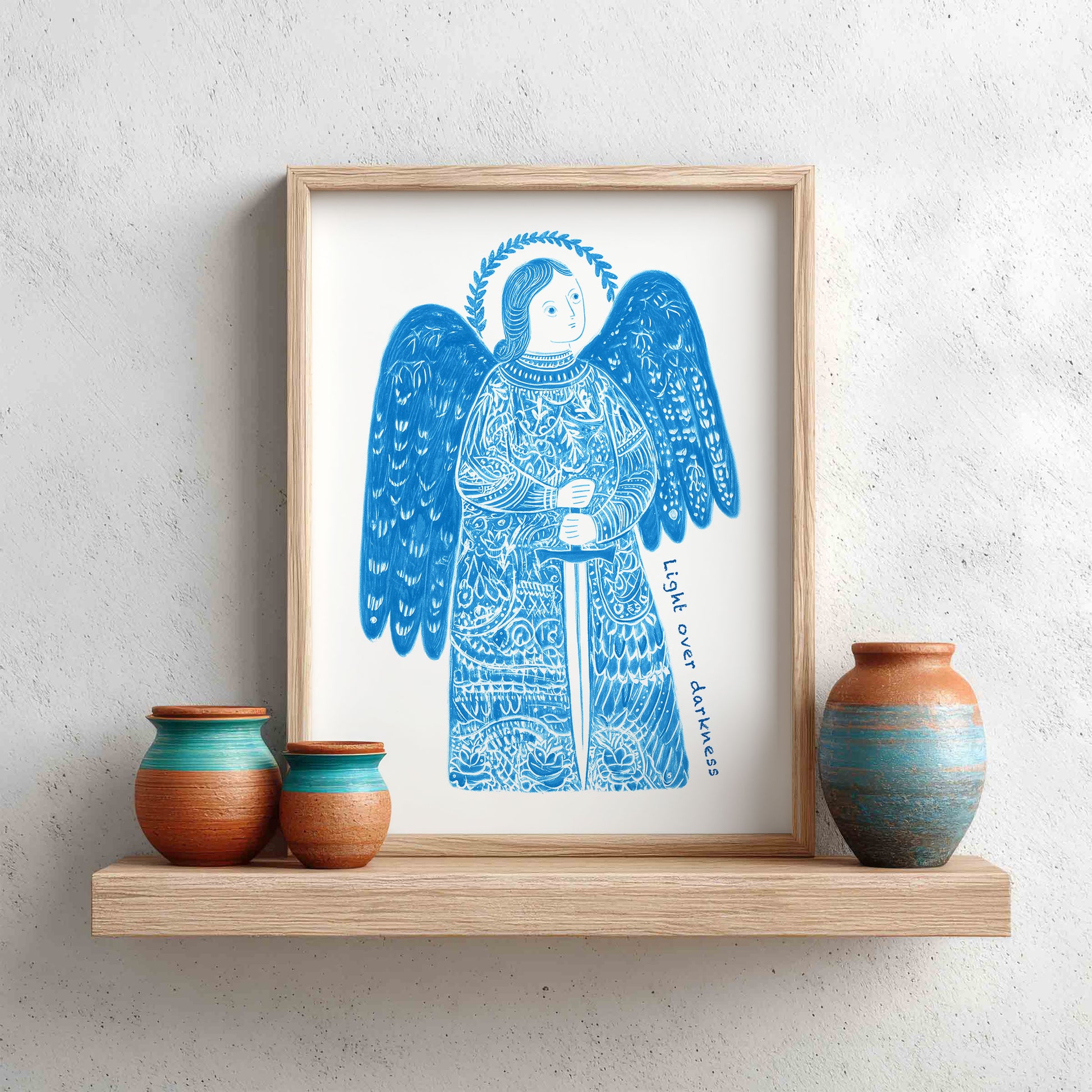 St Michael the Archangel Art Print - Deep Blue interior mockup 12 - p_8_am_0002_Layer 2