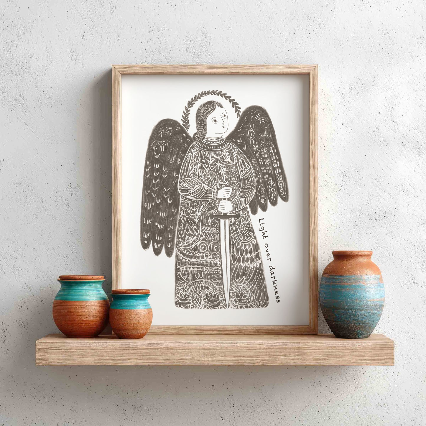 St Michael the Archangel Art Print - Brown interior mockup 11 - p_8_am_0003_Layer 1