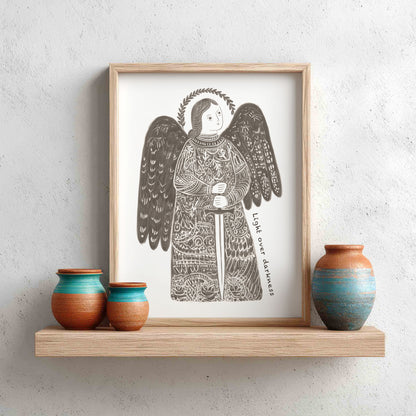 St Michael the Archangel Art Print - Brown interior mockup 11 - p_8_am_0003_Layer 1