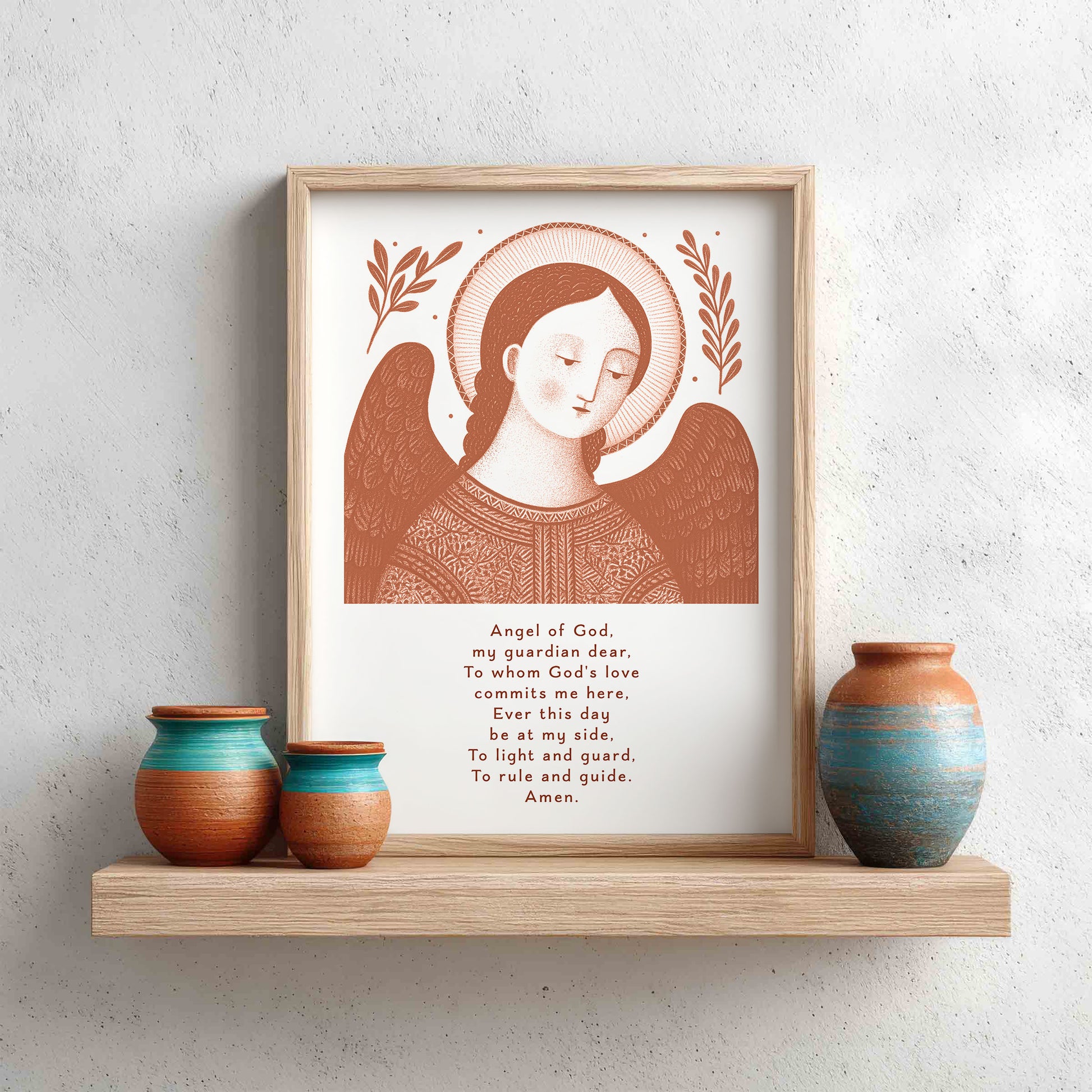 Guardian Angel for Boys Art Print - Terracotta interior mockup 10 - p_8_boy_0003_Layer 1