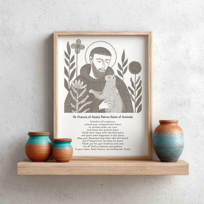 St Francis with Cat Art Print - Brown interior mockup 13 - p_8_franc_cat_0001_Layer 3