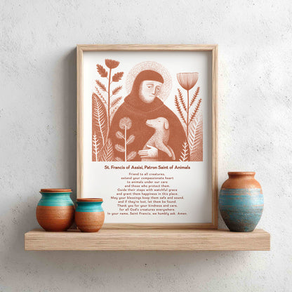 St Francis with Dog Art Print - Terracotta interior mockup 11 - p_8_franc_dog_0001_Layer 3
