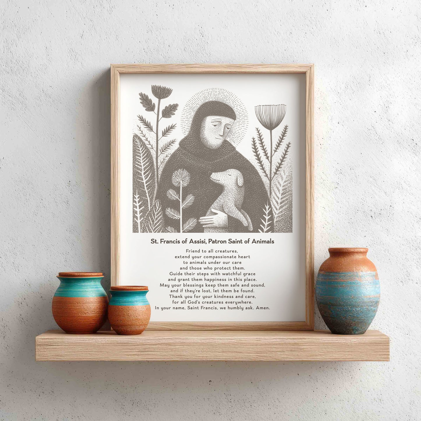 St Francis with Dog Art Print - Brown interior mockup 14 - p_8_franc_dog_0003_Layer 1