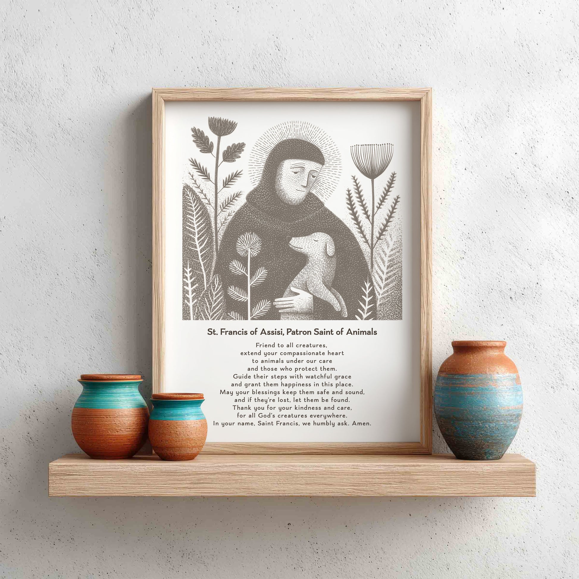 St Francis with Dog Art Print - Brown interior mockup 14 - p_8_franc_dog_0003_Layer 1