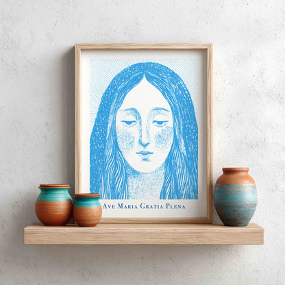 Virgin Mary Art Print - Deep Blue interior mockup 12 - p_8_maria_0000_Layer 4