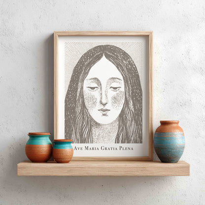 Virgin Mary Art Print - Brown interior mockup 11 - p_8_maria_0001_Layer 3