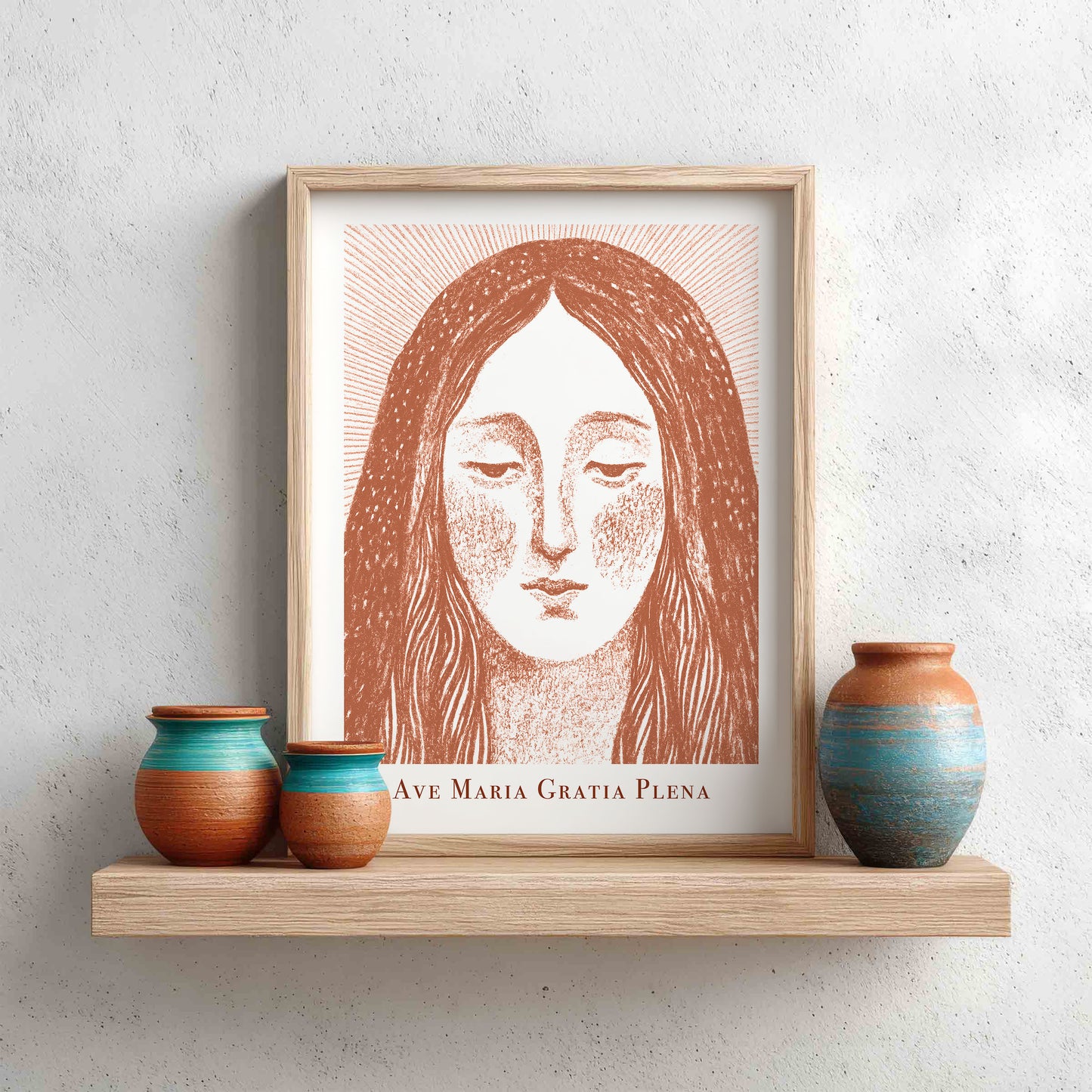 Virgin Mary Art Print - Terracotta interior mockup 10 - p_8_maria_0003_Layer 1