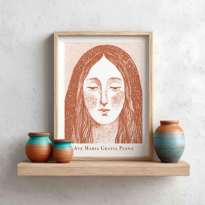 Virgin Mary Art Print - Terracotta interior mockup 10 - p_8_maria_0003_Layer 1