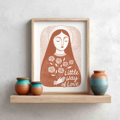 St Therese of Lisieux Art Print - Terracotta interior mockup 10 - p_8_ter_0000_Layer 4
