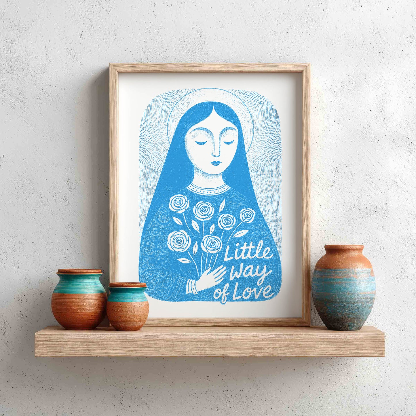 St Therese of Lisieux Art Print - Deep Blue interior mockup 12 - p_8_ter_0001_Layer 3