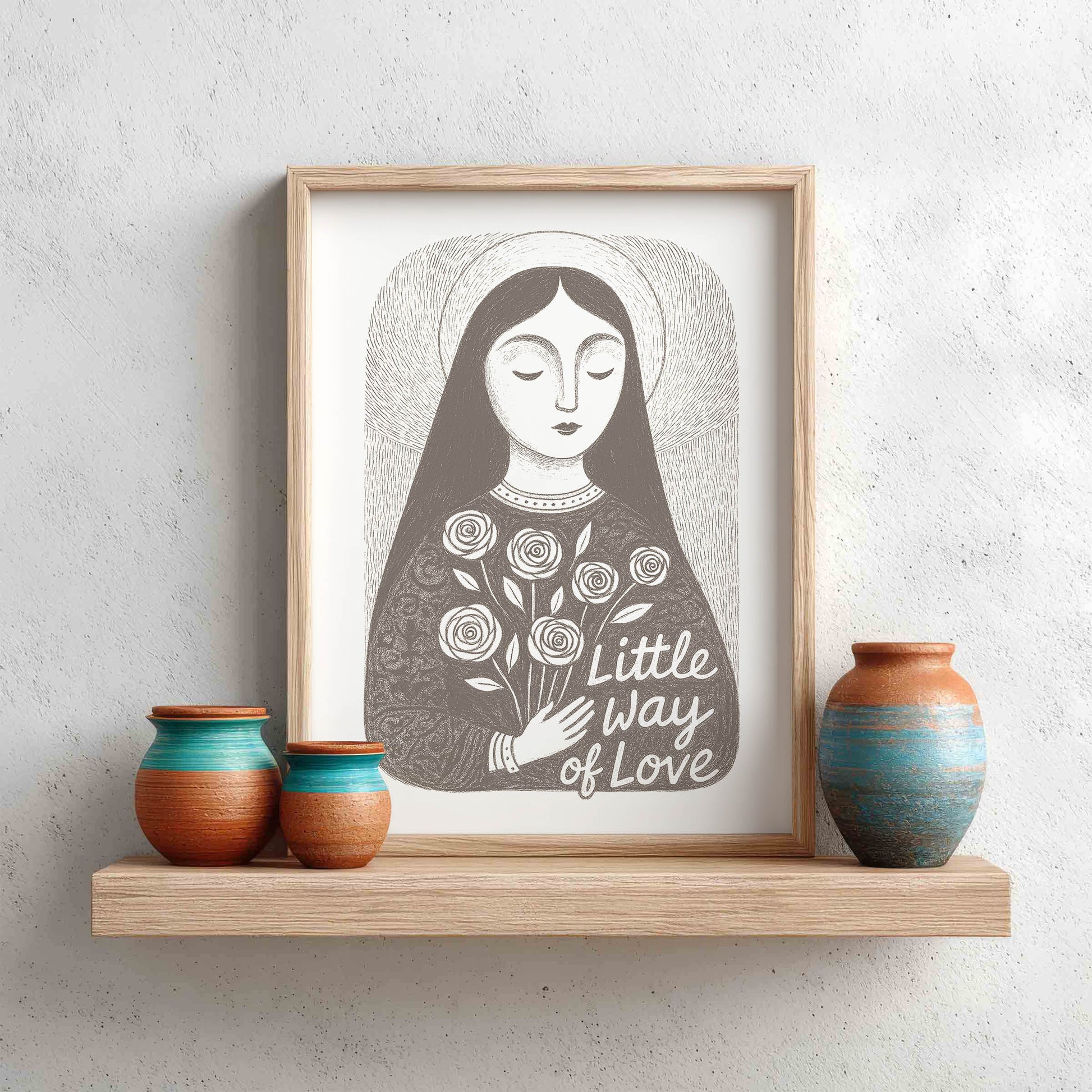 St Therese of Lisieux Art Print - Brown interior mockup 11 - p_8_ter_0003_Layer 1