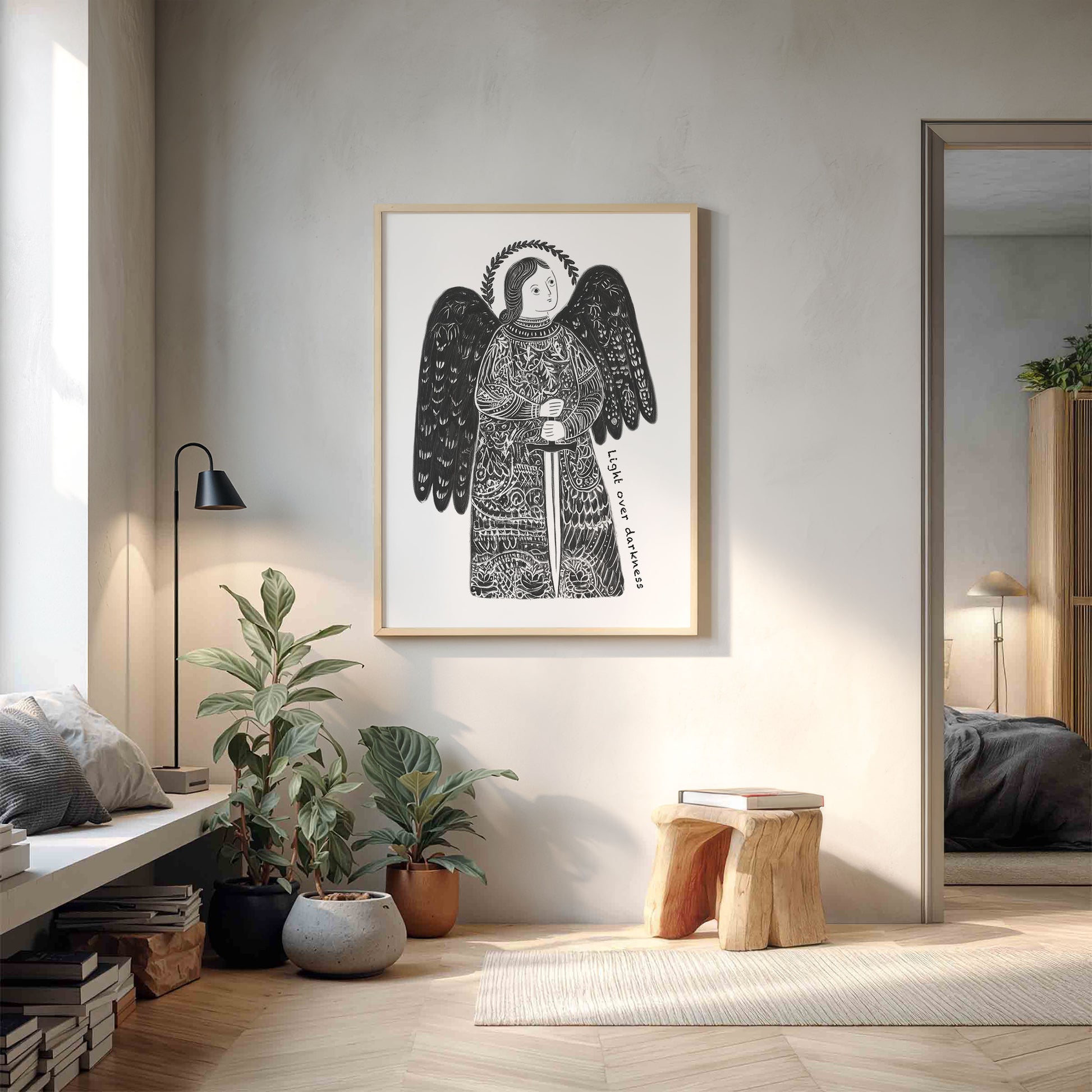 St Michael the Archangel Art Print - Black interior mockup 12 - p_9_am_0000_Layer 10