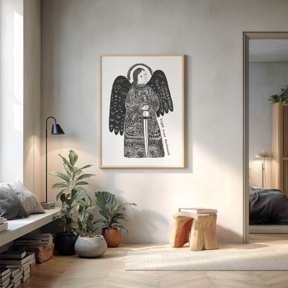 St Michael the Archangel Art Print - Black interior mockup 12 - p_9_am_0000_Layer 10