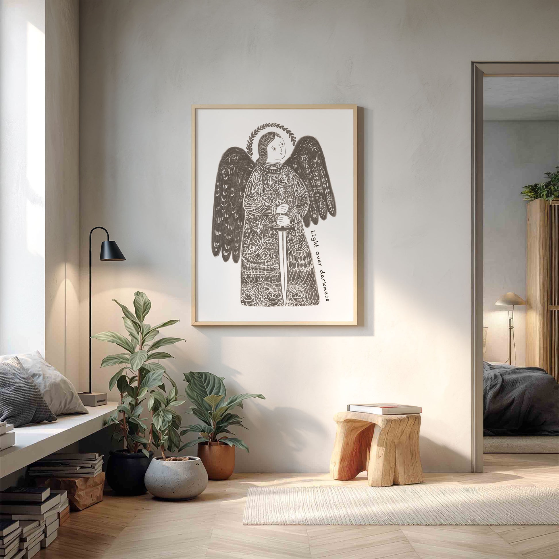 St Michael the Archangel Art Print - Brown interior mockup 12 - p_9_am_0003_Layer 6