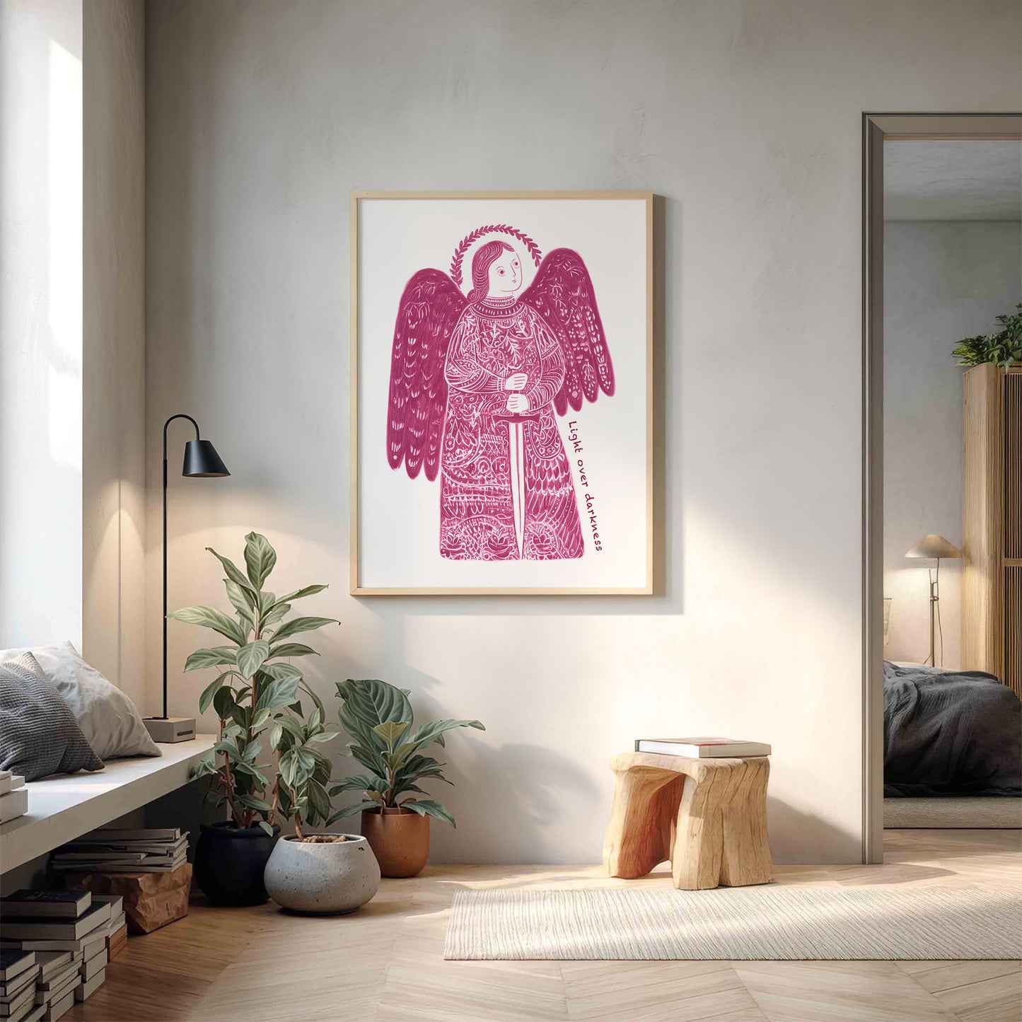St Michael the Archangel Art Print - Pink interior mockup 11 - p_9_am_0005_Layer 4