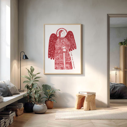 St Michael the Archangel Art Print - Red interior mockup 12 - p_9_am_0006_Layer 3