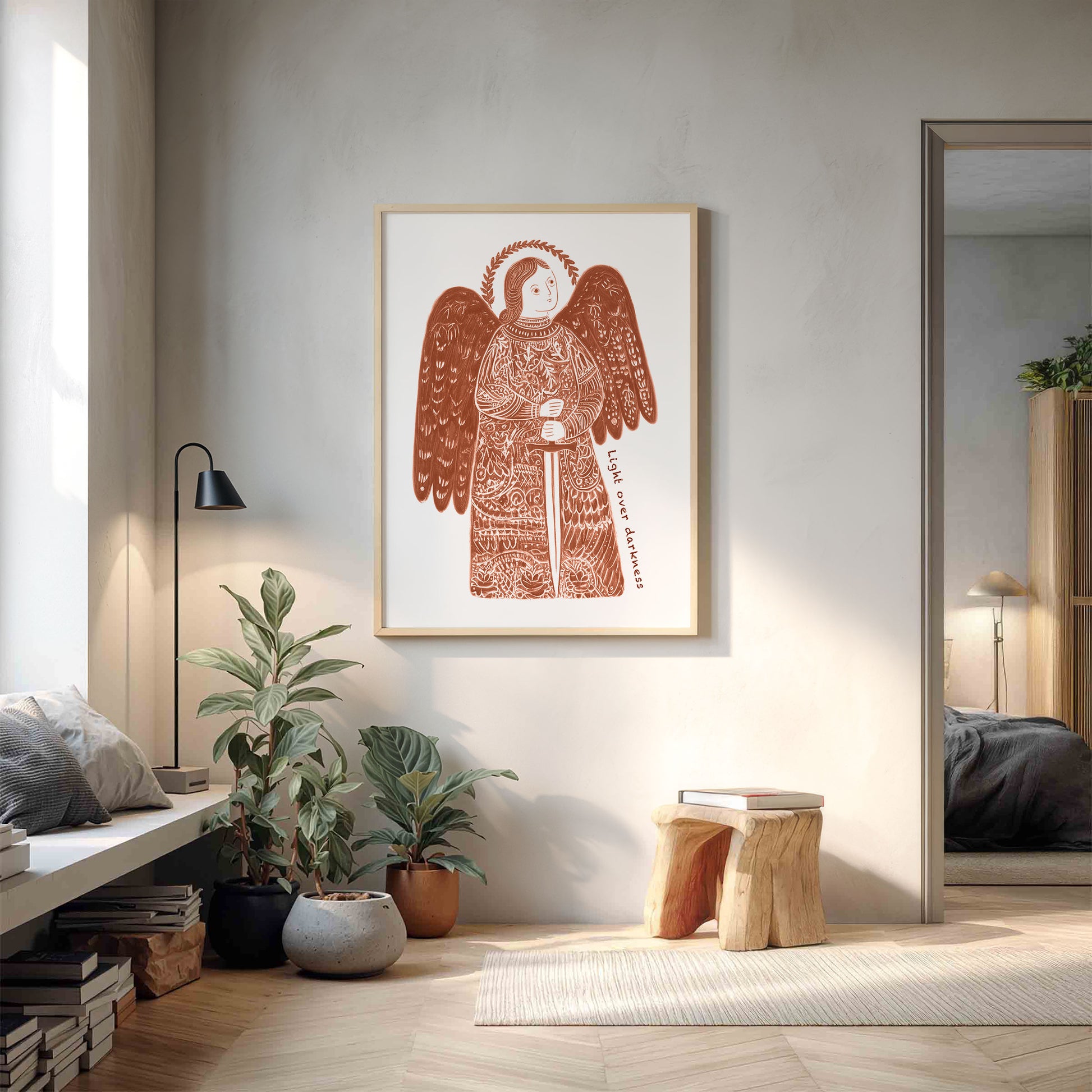 St Michael the Archangel Art Print - Terracotta interior mockup 11 - p_9_am_0008_Layer 1