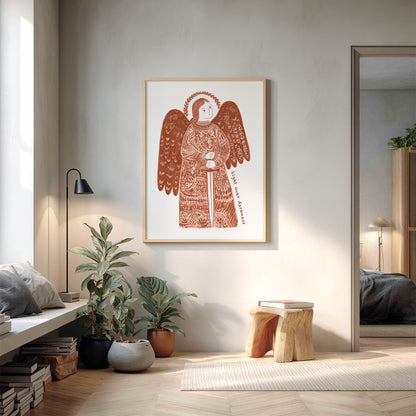 St Michael the Archangel Art Print - Terracotta interior mockup 11 - p_9_am_0008_Layer 1