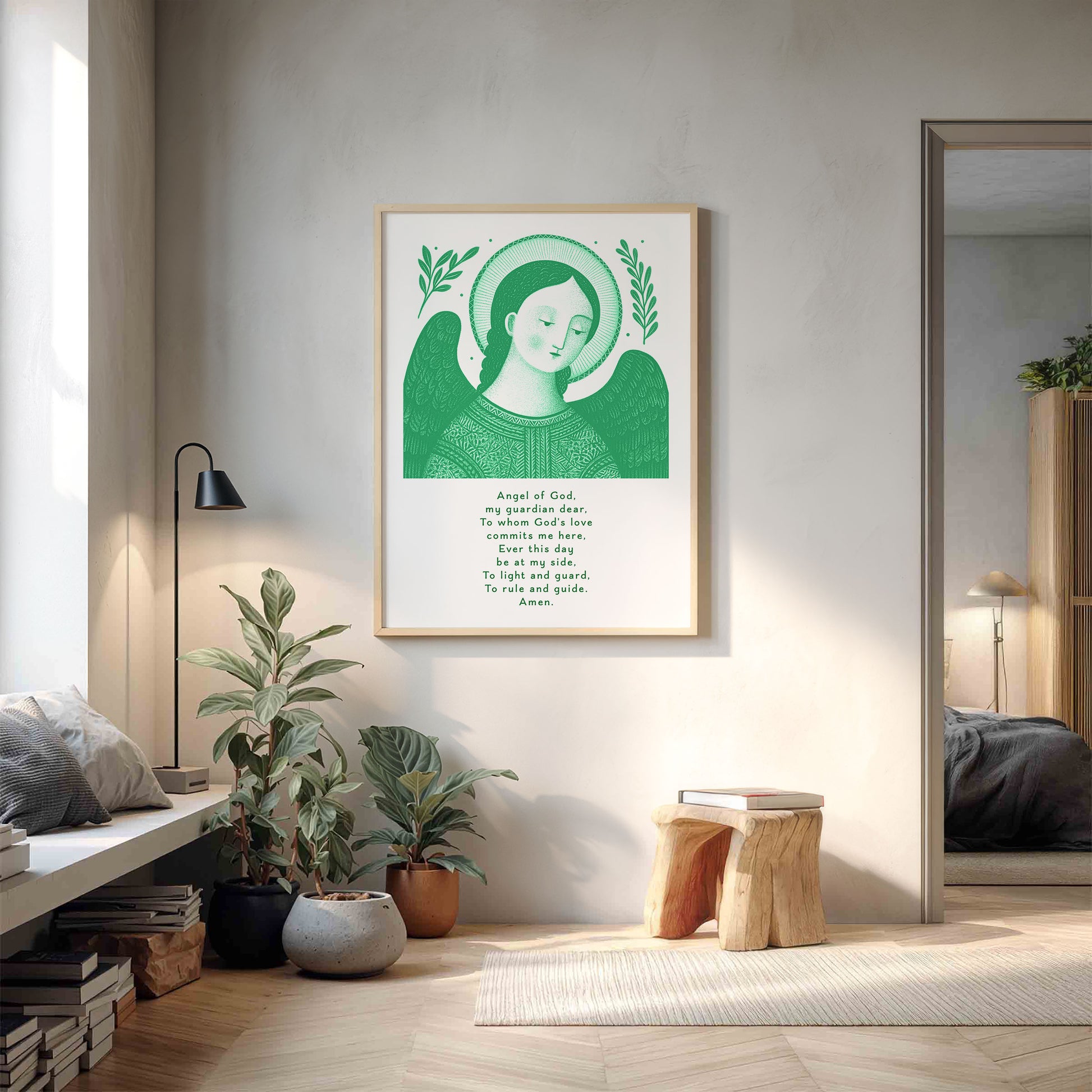 Guardian Angel for Boys Art Print - Green interior mockup 11 - p_9_boy_0000_Layer 4