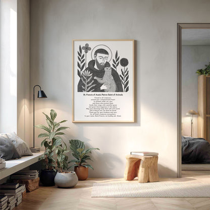 St Francis with Cat Art Print - Black interior mockup 13 - p_9_franc_cat_0000_Layer 9
