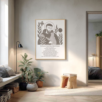 St Francis with Cat Art Print - Brown interior mockup 14 - p_9_franc_cat_0003_Layer 6