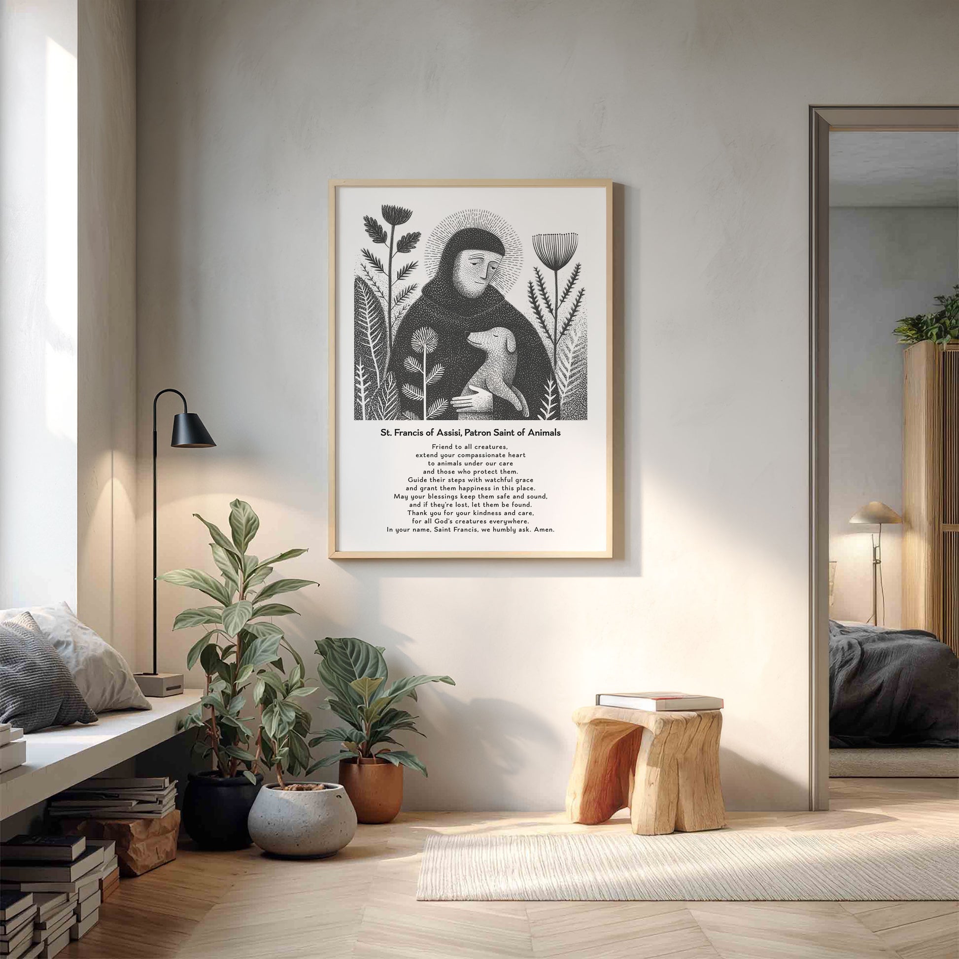 St Francis with Dog Art Print - Black interior mockup 13 - p_9_franc_dog_0000_Layer 10