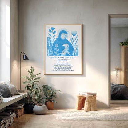 St Francis with Dog Art Print - Deep Blue interior mockup 16 - p_9_franc_dog_0002_Layer 8