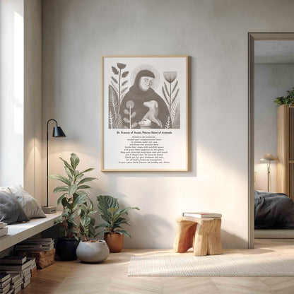 St Francis with Dog Art Print - Brown interior mockup 15 - p_9_franc_dog_0003_Layer 7