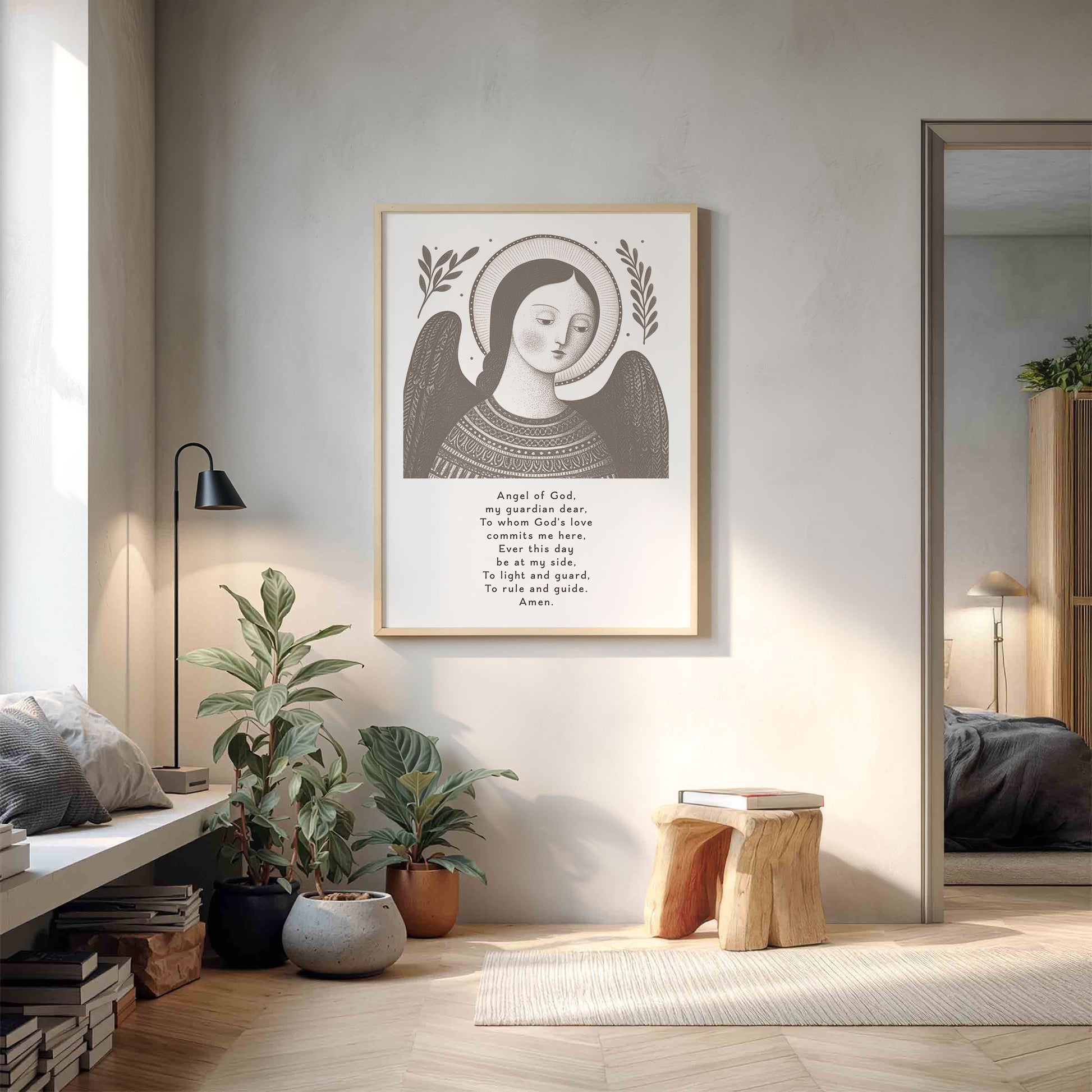 Guardian Angel for Girls Art Print - Brown interior mockup 12 - p_9_girl_0003_Layer 7