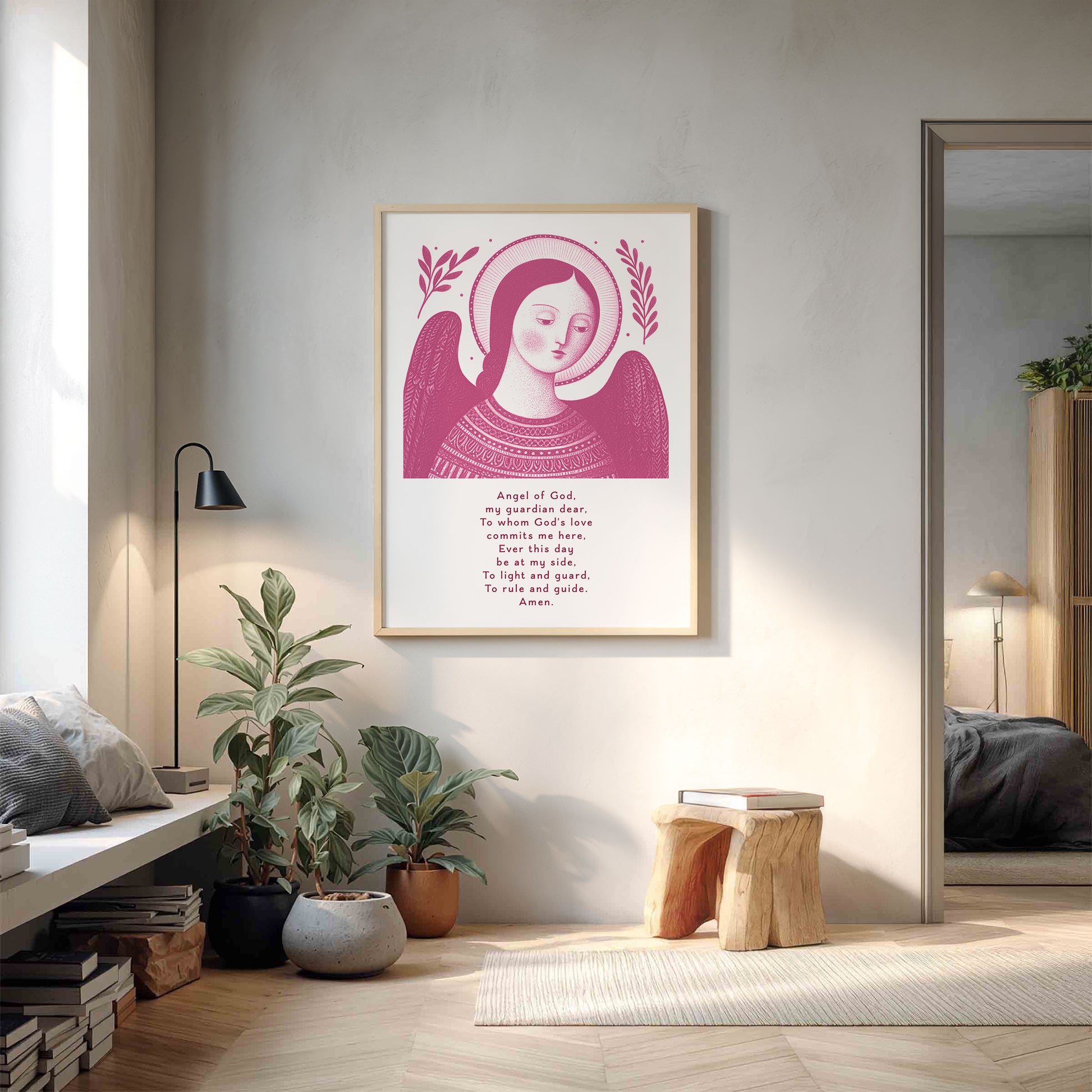 Guardian Angel for Girls Art Print - Pink interior mockup 11 - p_9_girl_0005_Layer 5