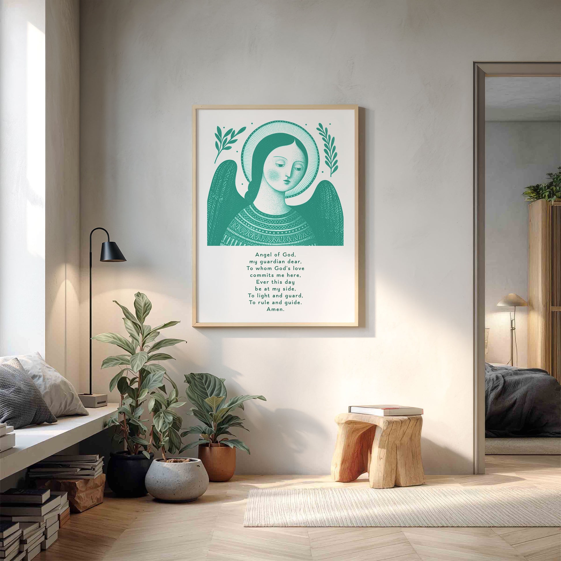 Guardian Angel for Girls Art Print - Teal interior mockup 14 - p_9_girl_0007_Layer 2
