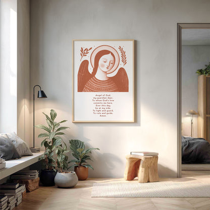 Guardian Angel for Girls Art Print - Terracotta interior mockup 11 - p_9_girl_0008_Layer 1