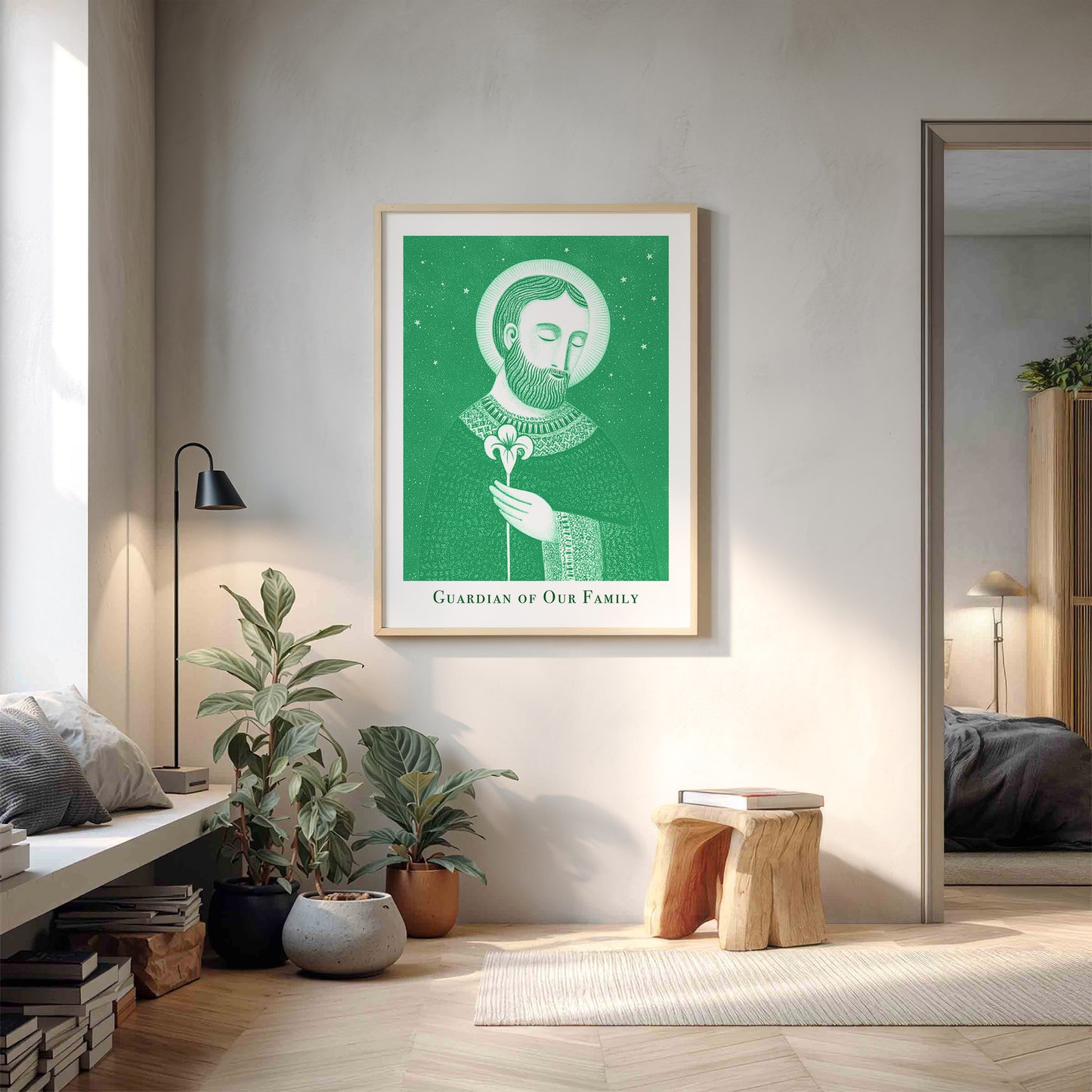 St Joseph Art Print - Green interior mockup 11 - p_9_jos_0000_Layer 9
