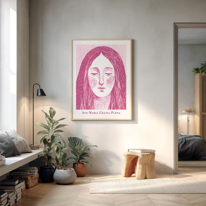 Virgin Mary Art Print - Pink interior mockup 11 - p_9_maria_0001_Layer 5
