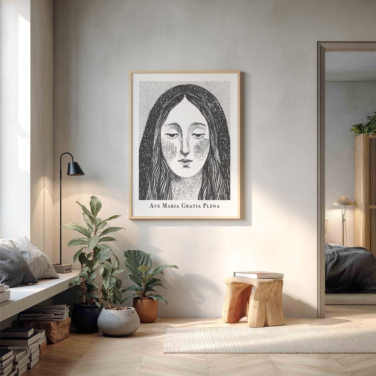 Virgin Mary Art Print - Black interior mockup 12 - p_9_maria_0002_Layer 10
