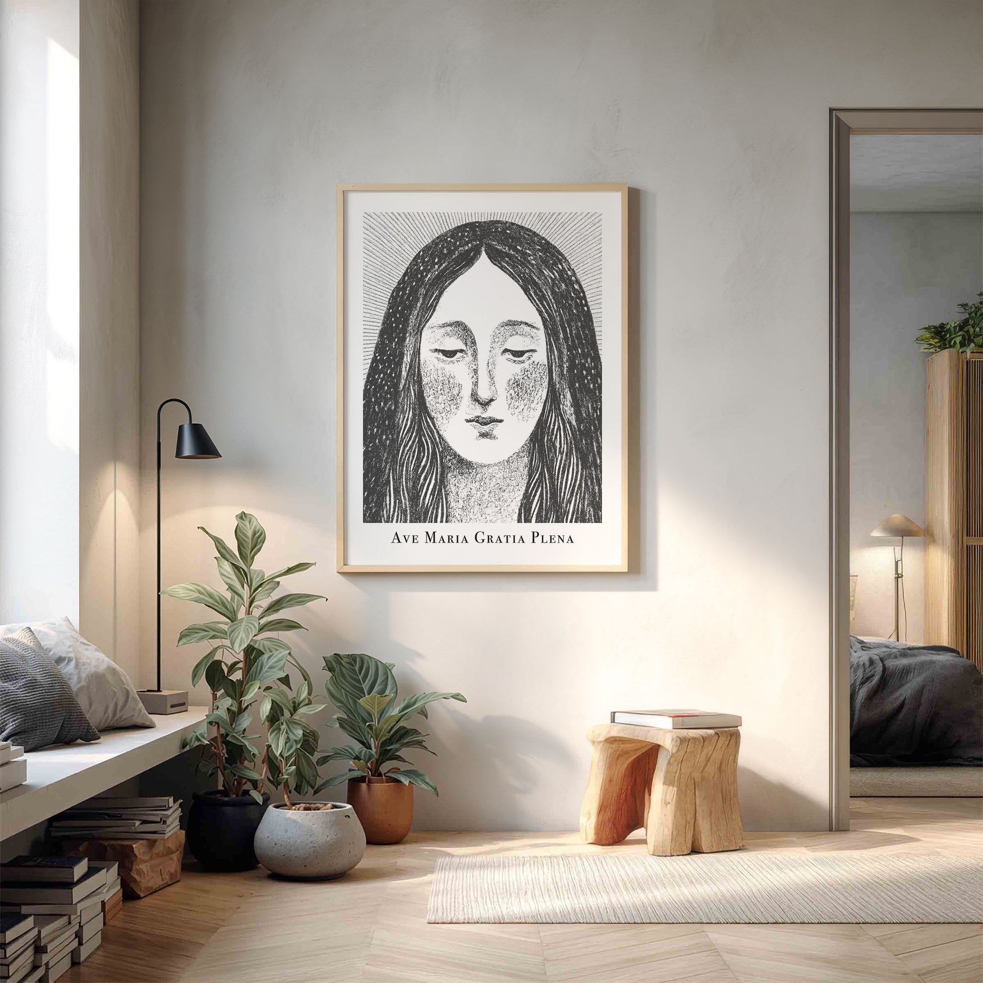 Virgin Mary Art Print - Black interior mockup 12 - p_9_maria_0002_Layer 10
